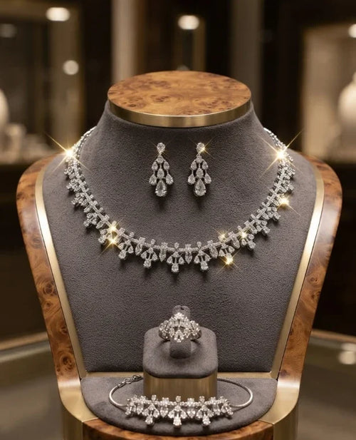 Woman Stylish Silver Jewelry Set