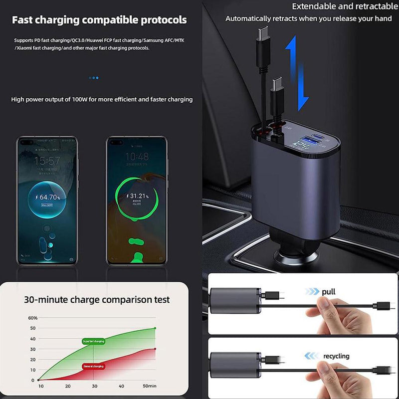 4 in 1 Retractable Charger for car