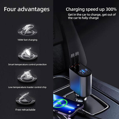 4 in 1 Retractable Charger for car