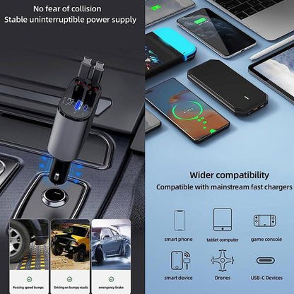 4 in 1 Retractable Charger for car